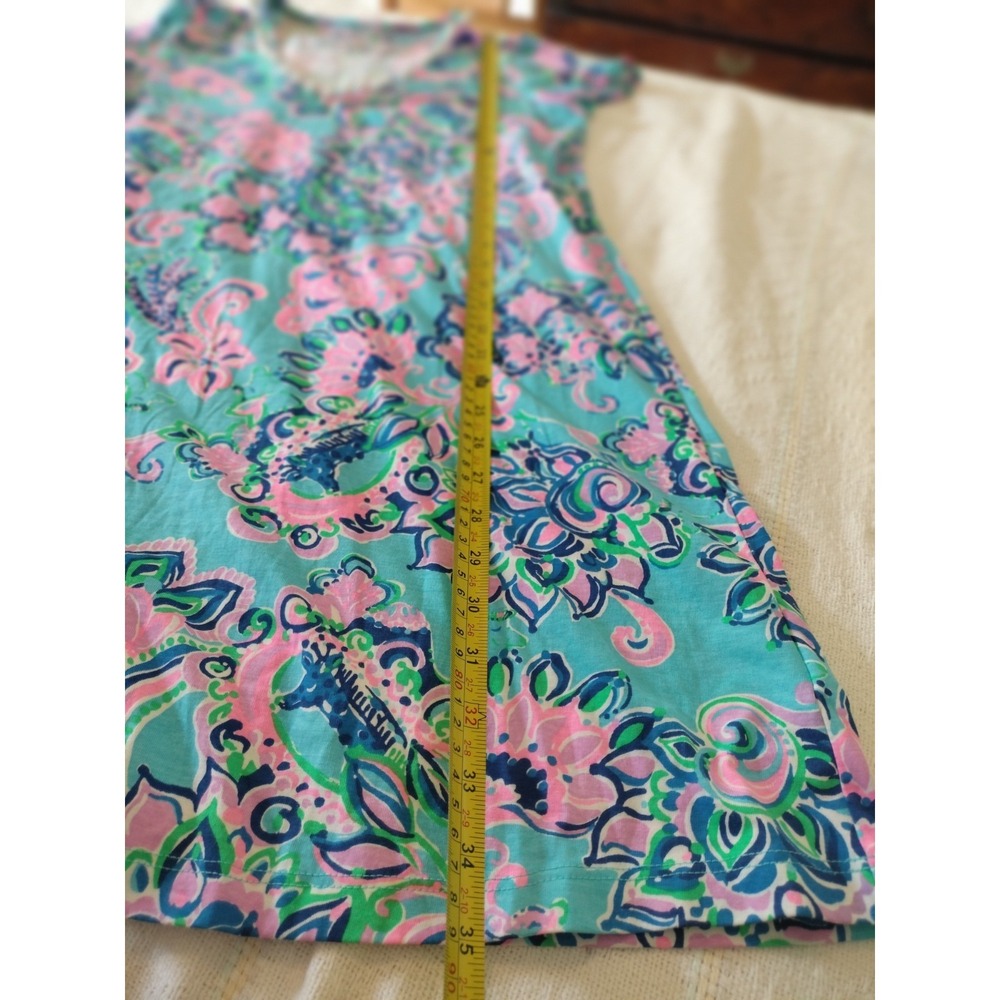 Lilly Pulitzer Etta Pom Pom V-Neck Dress Easy Peasy Blue White Cotton Medium - Picture 5 of 11